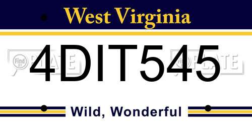 4DIT545 West Virginia License Plate