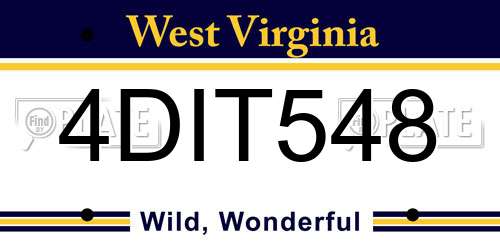 4DIT548 West Virginia License Plate