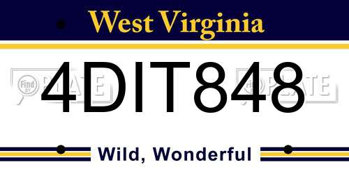 4DIT848 West Virginia License Plate