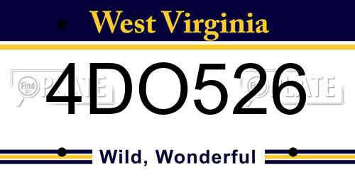 4DO526 West Virginia License Plate