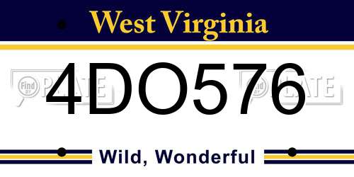 4DO576 West Virginia License Plate