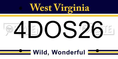 4DOS26 West Virginia License Plate