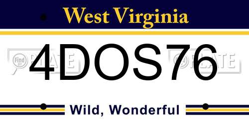 4DOS76 West Virginia License Plate