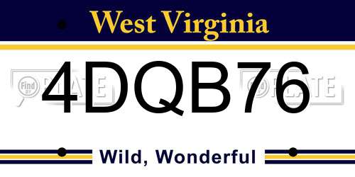 4DQB76 West Virginia License Plate
