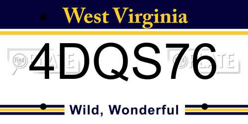 4DQS76 West Virginia License Plate
