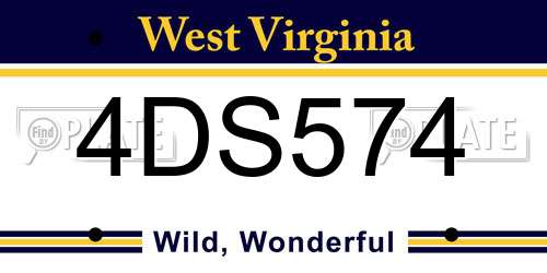4DS574 West Virginia License Plate
