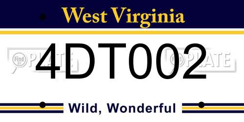 4DT002 West Virginia License Plate