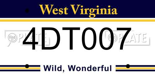 4DT007 West Virginia License Plate