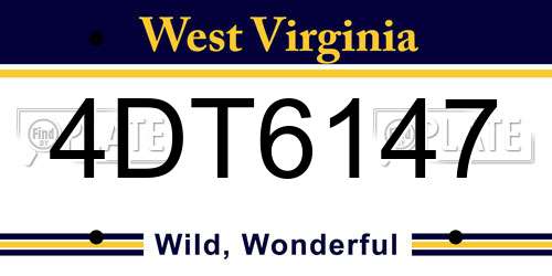 4DT6147 West Virginia License Plate