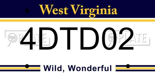 4DTD02 West Virginia License Plate