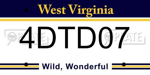 4DTD07 West Virginia License Plate