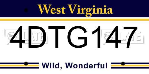 4DTG147 West Virginia License Plate