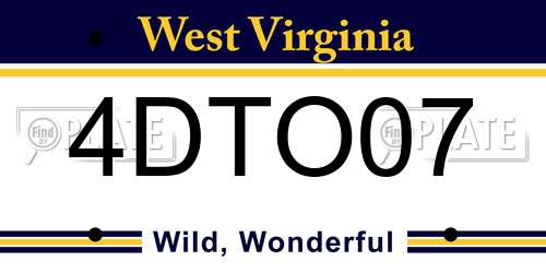 4DTO07 West Virginia License Plate