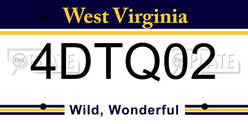 4DTQ02 West Virginia License Plate