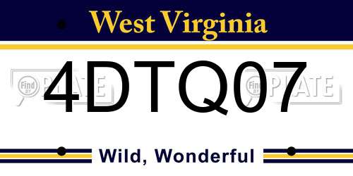 4DTQ07 West Virginia License Plate
