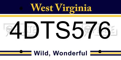 4DTS576 West Virginia License Plate