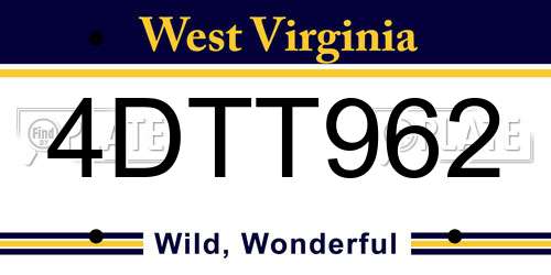 4DTT962 West Virginia License Plate