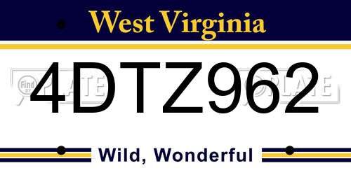 4DTZ962 West Virginia License Plate