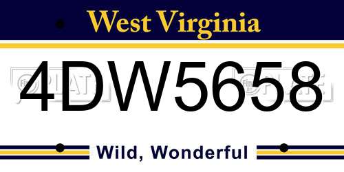 4DW5658 West Virginia License Plate