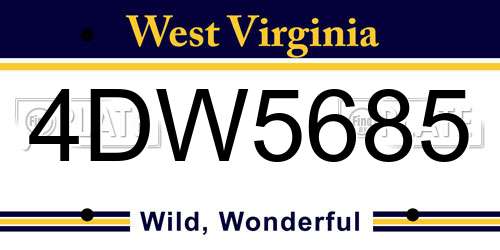 4DW5685 West Virginia License Plate