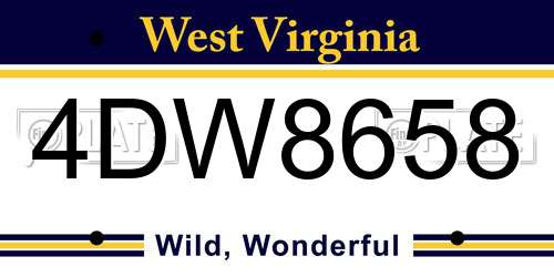 4DW8658 West Virginia License Plate