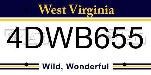 4DWB655 West Virginia License Plate