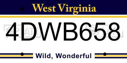 4DWB658 West Virginia License Plate