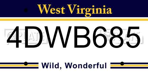 4DWB685 West Virginia License Plate