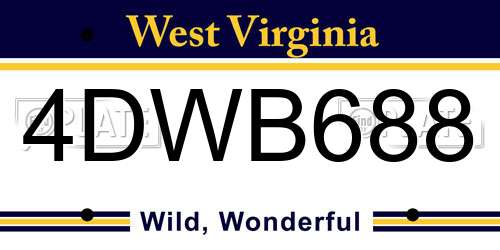 4DWB688 West Virginia License Plate