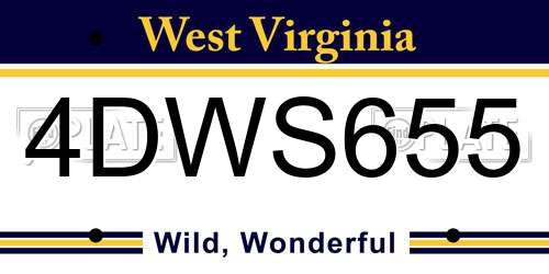 4DWS655 West Virginia License Plate
