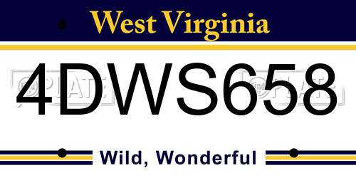 4DWS658 West Virginia License Plate