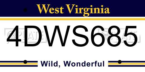 4DWS685 West Virginia License Plate