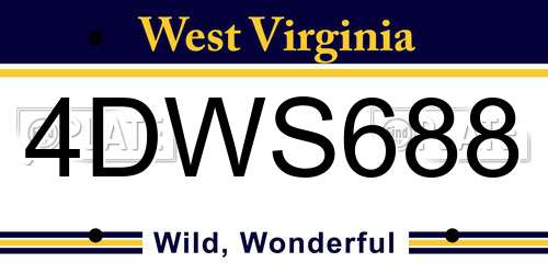 4DWS688 West Virginia License Plate