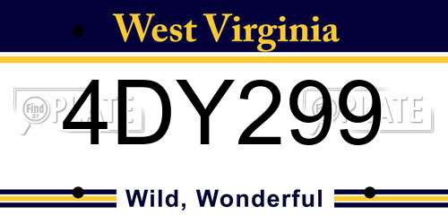 4DY299 West Virginia License Plate
