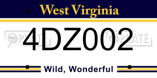 4DZ002 West Virginia License Plate