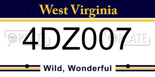 4DZ007 West Virginia License Plate