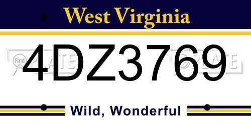 4DZ3769 West Virginia License Plate