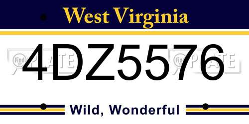 4DZ5576 West Virginia License Plate