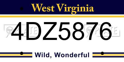 4DZ5876 West Virginia License Plate
