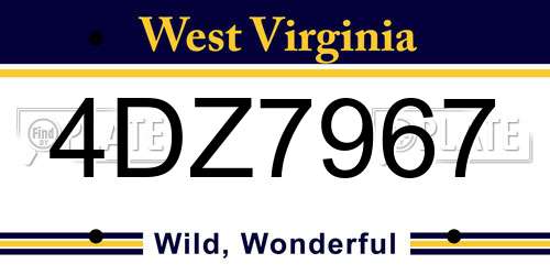 4DZ7967 West Virginia License Plate