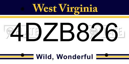 4DZB826 West Virginia License Plate