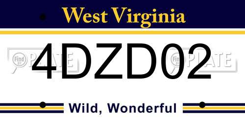 4DZD02 West Virginia License Plate