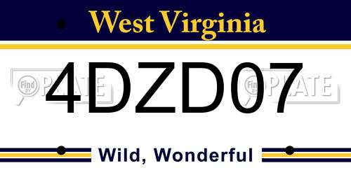 4DZD07 West Virginia License Plate