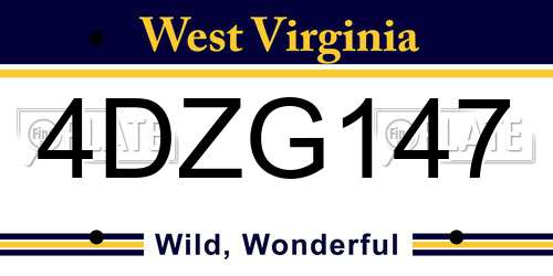 4DZG147 West Virginia License Plate