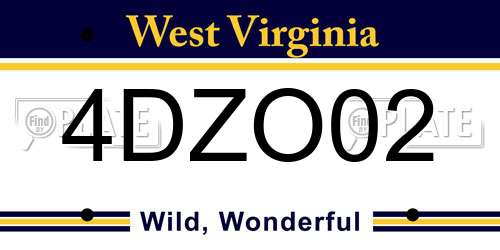 4DZO02 West Virginia License Plate