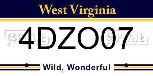 4DZO07 West Virginia License Plate