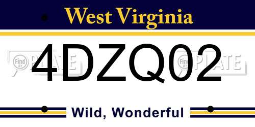 4DZQ02 West Virginia License Plate