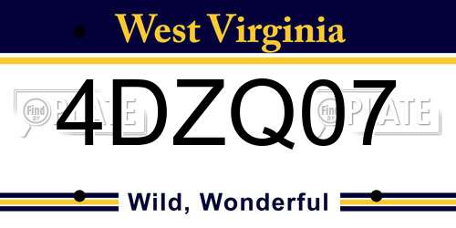 4DZQ07 West Virginia License Plate
