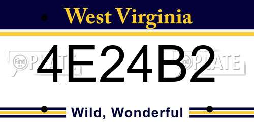 4E24B2 West Virginia License Plate