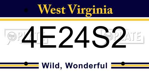 4E24S2 West Virginia License Plate
